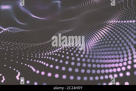 Abstrakte polygonale Raum Low Poly dunklen Hintergrund mit Anschluss von Punkten und Linien. Verbindung Struktur. 3D-Rendering Stockfoto