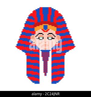 Pharao Pixel Art. 8 Bit Herrscher des alten Ägypten Stock Vektor