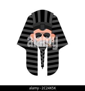 Pharao Cool seriöse Avatar der Emotionen. Herrscher des alten Ägypten Rauchen Zigarre emoji. Stock Vektor