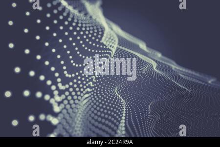 Abstrakte polygonale Raum Low Poly dunklen Hintergrund mit Anschluss von Punkten und Linien. Verbindung Struktur. 3D-Rendering Stockfoto