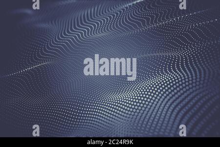 Abstrakte polygonale Raum Low Poly dunklen Hintergrund mit Anschluss von Punkten und Linien. Verbindung Struktur. 3D-Rendering Stockfoto