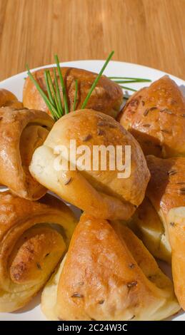 Knoblauch Brötchen mit Kreuzkümmel, auf Details konzentrieren Stockfoto
