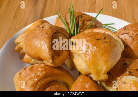 Knoblauch Brötchen mit Kreuzkümmel, auf Details konzentrieren Stockfoto