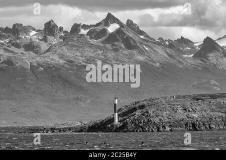 Leuchtturm Les Eclaireurs bei Ushuaia im Beagle-Kanal, Argentinien Stockfoto