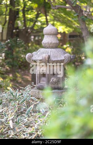 Stein Laterne im Garten von Shibusawa Museum der Asukayama Park in der Kita Stadtteil von Tokio, Japan. Es ist ein Teil von einer der drei Museen in Asuka Stockfoto