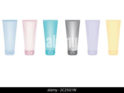 Satz Cremeflaschen Stockfoto
