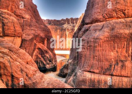 Panorama im Canyon aka Guelta d'Archei in East Ennedi, Tschad Stockfoto