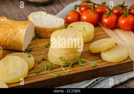 Tschechische stinkenden Käse - Olomoucke tvaruzky, Produktfoto Stockfoto