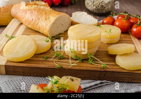 Tschechische stinkenden Käse - Olomoucke tvaruzky, Produktfoto Stockfoto