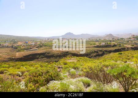 Blick auf den Berg Macizo de Adeje auf Teneriffa, Kanarische Inseln, Spanien. Stockfoto