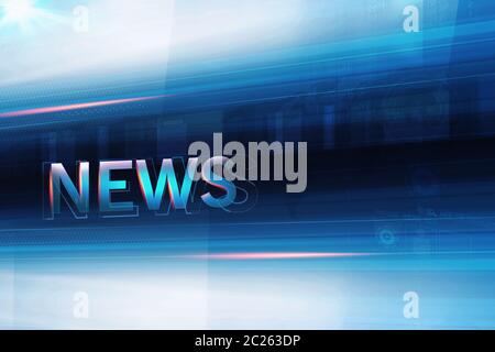 High-tech-News Studio Hintergrund, futuristische blaue Design Technologie Kulisse. 3D-Darstellung Stockfoto