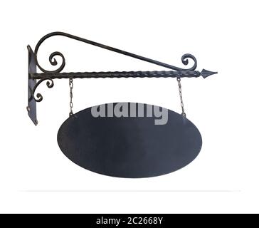 Dekorative Retro-Wandschild in schwarz rustikal Schmiedeeisen Stockfoto