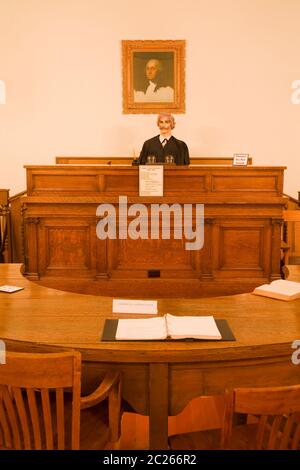 Der Gerichtssaal in Genoa Courthouse Museum (erste permanente Siedlung in Nevada), Genua City, Nevada, USA Stockfoto