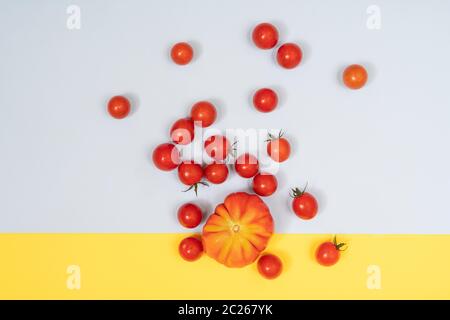 Einige Arten von Tomaten auf eine weiße Fläche Stockfoto