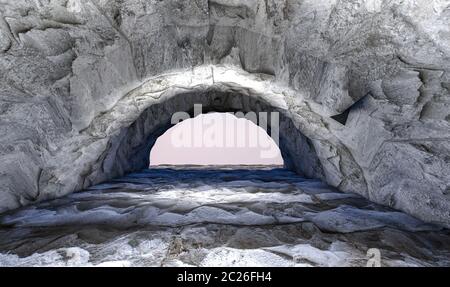 Stein Tunnel. Abbildung. 3D-Rendering Stockfoto