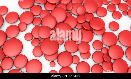 Red dreidimensionale Ellipsen auf grauem Hintergrund. 3D-Rendering Stockfoto