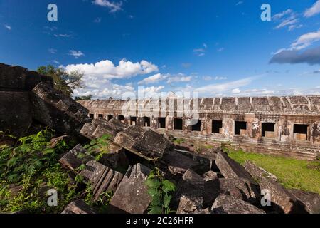 Preah Vihear Tempel, Schutt und Main Tempel, Hauptgebäude, Main Schrein, Hindu-Tempel des alten Khmer Reich, Kambodscha, Südostasien, Asien Stockfoto