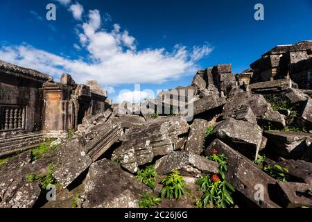 Preah Vihear Tempel, Schutt und Main Tempel, Hauptgebäude, Main Schrein, Hindu-Tempel des alten Khmer Reich, Kambodscha, Südostasien, Asien Stockfoto