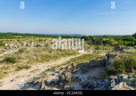 Pobiti Kamani (Steine), die auch als Steinwüste bekannt, ist eine Wüste - wie rock Phänomen auf der North West Provinz Varna Bulgarien entfernt. Stockfoto