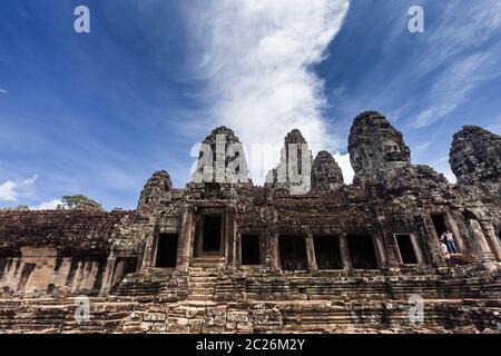 Bayon, Innenhof von Bayon, buddhistischer Tempel des alten Khmer-Reiches, im Zentrum der Ruinen von Angkor Thom, Siem Reap, Kambodscha, Südostasien, Asien Stockfoto