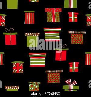 Abstrakt Doodle weihnachten präsentiert nahtlose Muster Stockfoto