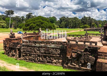 Angkor Thom, Terrasse der Elefanten, Antike Hauptstadt des Khmer-Reiches, Siem Reap, Kambodscha, Südostasien, Asien Stockfoto