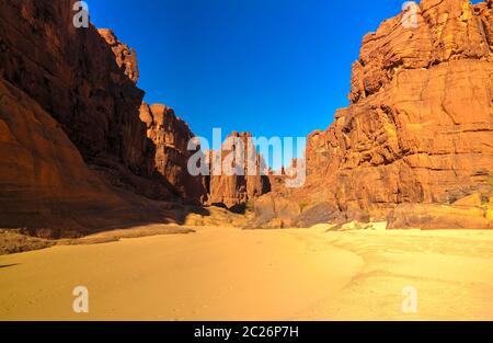 Panorama im Canyon aka Guelta d'Archei in East Ennedi, Tschad Stockfoto