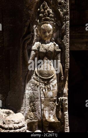 Relief des Preah Khan Tempels, buddhistischer und hinduistischer Tempel, alte Hauptstadt des Khmer Reiches, Siem Reap, Kambodscha, Südostasien, Asien Stockfoto