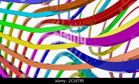 Hintergrund von mehrfarbigen Streifen. Abstrakte rainbow Abbildung. 3D-Rendering Stockfoto
