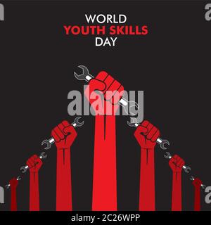 vektor-Illustration der Welt Jugend Fähigkeiten Tag Poster oder Banner-Design Stock Vektor