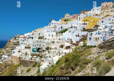 Fabelhafte malerischen Dorf Oia auf Santorini, Griechenland Stockfoto