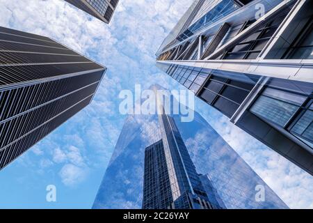 Strukturen der modernen Fassaden in manhattan Stockfoto