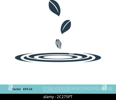 Drop Leaves Icon Vektor Logo Vorlage Illustration Design. Vektor EPS 10. Stock Vektor