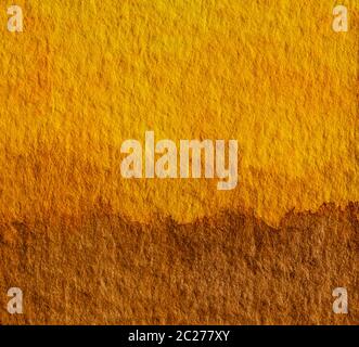 Abstrakte Aquarell Handfarbe von gelben und braunen Pinselstriche auf rauem Papier Textur Hintergrund Stockfoto