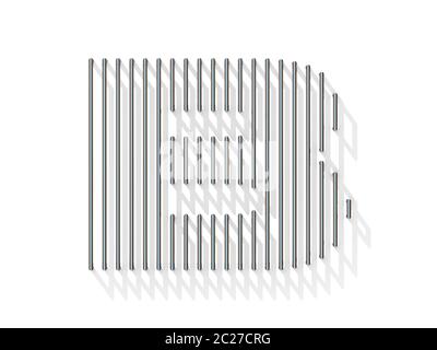 Silber, Stahl Draht Font. Buchstabe B Stockfoto