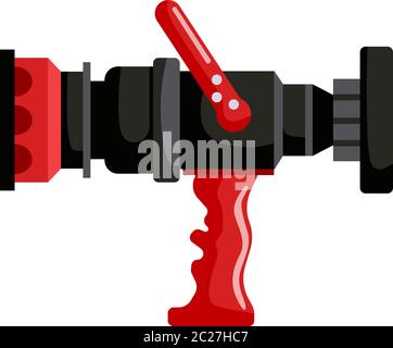 Symbol für Löschschlauch isoliert auf weißem Hintergrund. Rotes Feuerlöschschlauchsymbol in flacher Ausführung. Vektorgrafik Stock Vektor