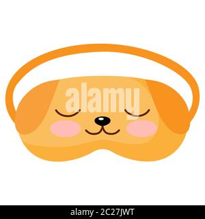 Kinder Schlafmaske Hund auf weißem Hintergrund. Gesichtsmaske für schlafenden Menschen isoliert in flachen Stil Vektor-Illustration. Stock Vektor