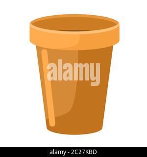 Fower Pot auf weißem Hintergrund isoliert. Isolierter brauner Gartentopf für Zimmerpflanzen im Stil flache Vektor-Illustration Design. Stock Vektor