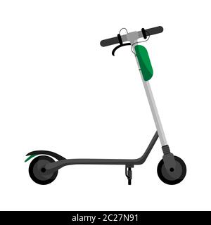 Elektroroller Transport in flacher Art. Kick Scooter isoliert auf weißem Hintergrund. Öko-Transport für Kinder. Vektorgrafik Stock Vektor