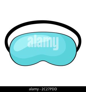 Schlafmaske türkis mit schwarzem Gummizug auf weißem Hintergrund. Gesichtsmaske für schlafenden Menschen isoliert in flachen Stil Vektor-Illustration. Stock Vektor