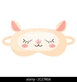 Kinder Schlafmaske Lamm auf weißem Hintergrund. Gesichtsmaske für schlafenden Menschen isoliert in flachen Stil Vektor-Illustration. Stock Vektor