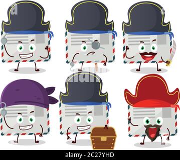 Cartoon Charakter der Umschlag mit verschiedenen Piraten Emoticons Stock Vektor