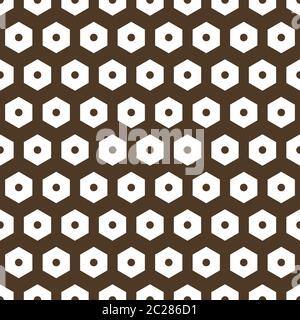 Künstlerische abstrakte geometrische nahtlose sechseckige Muster in braun und weiß. Ideal für Web-Hintergründe und Texturen, Druck etc. Stockfoto