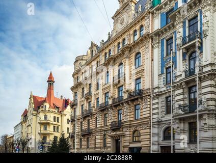 Das Gebäude im Jugendstil, Riga Stockfoto