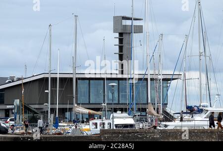 Hafen und die Anlegestelle im Ferienort Nida. Litauen Stockfoto