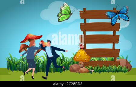 Das Paar tanzt in einem Garten Stock Vektor