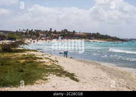 Aruba am Arashi Beach auf den ABC-Inseln Stockfoto
