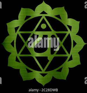 Meditation herzen Grün Chakra Anahata Mandala geistlichen Leib der Heiligen Abbildung Form metallic Stockfoto