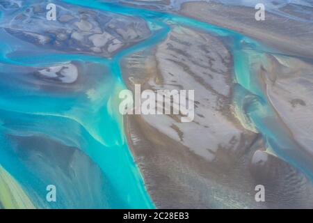 Erstaunlich Luftaufnahme von Gletscher Riverbed, Delta in Island Stockfoto