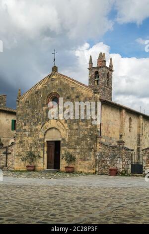 kirche Santa Maria, Monteriggioni, Italien Stockfoto